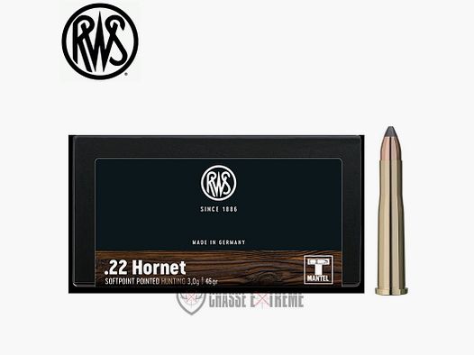 20 Patronen RWS Kal. 22 Hornet 46gr TMS