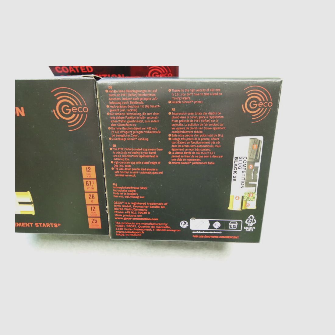 GECO Coated Competition Slug Zwart 12/67,5 26g / 401gr 25Schuß