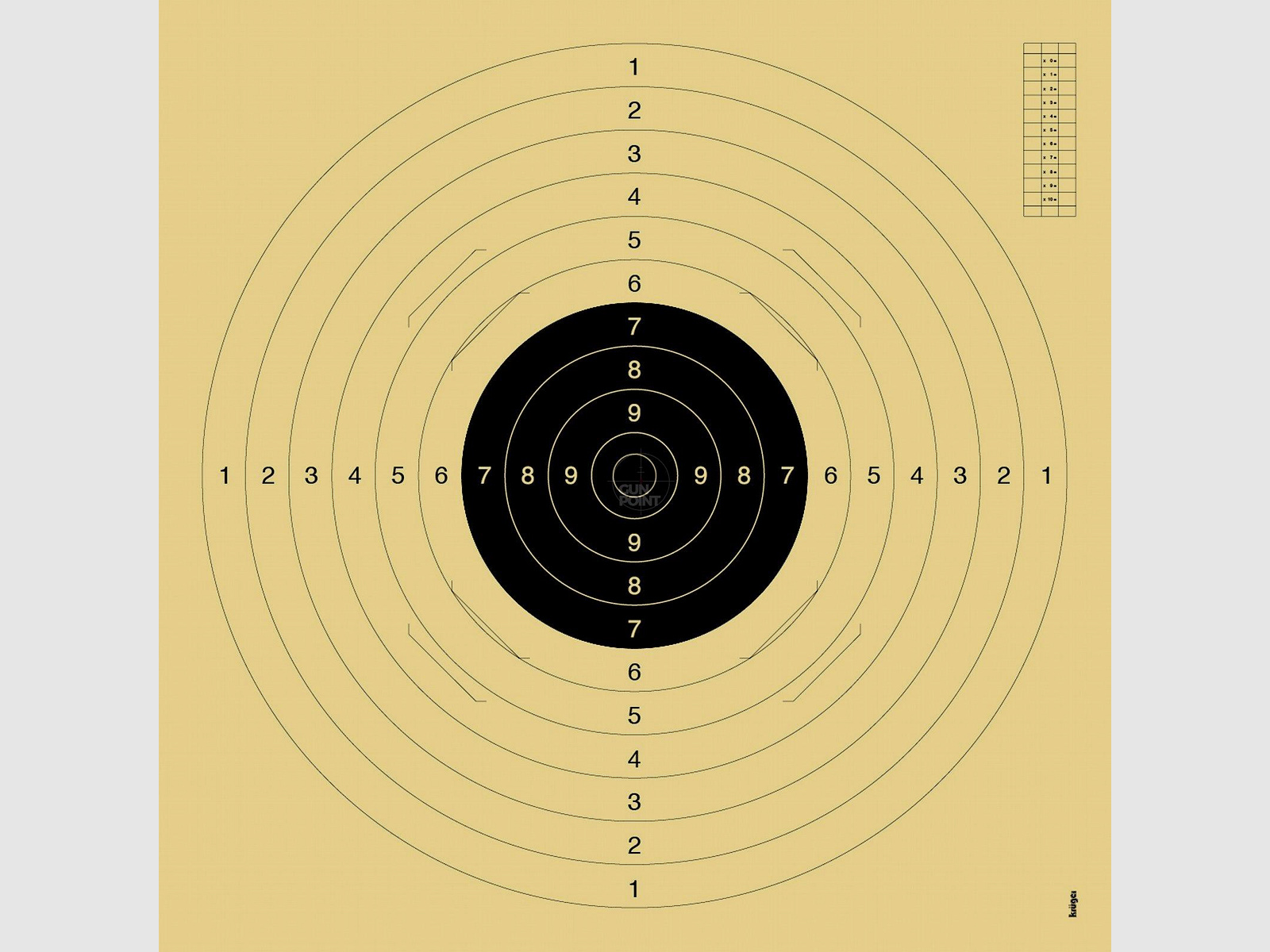 Pistolen-/ Kleinkaliberschijf 55 x 52 cm met insteekslot