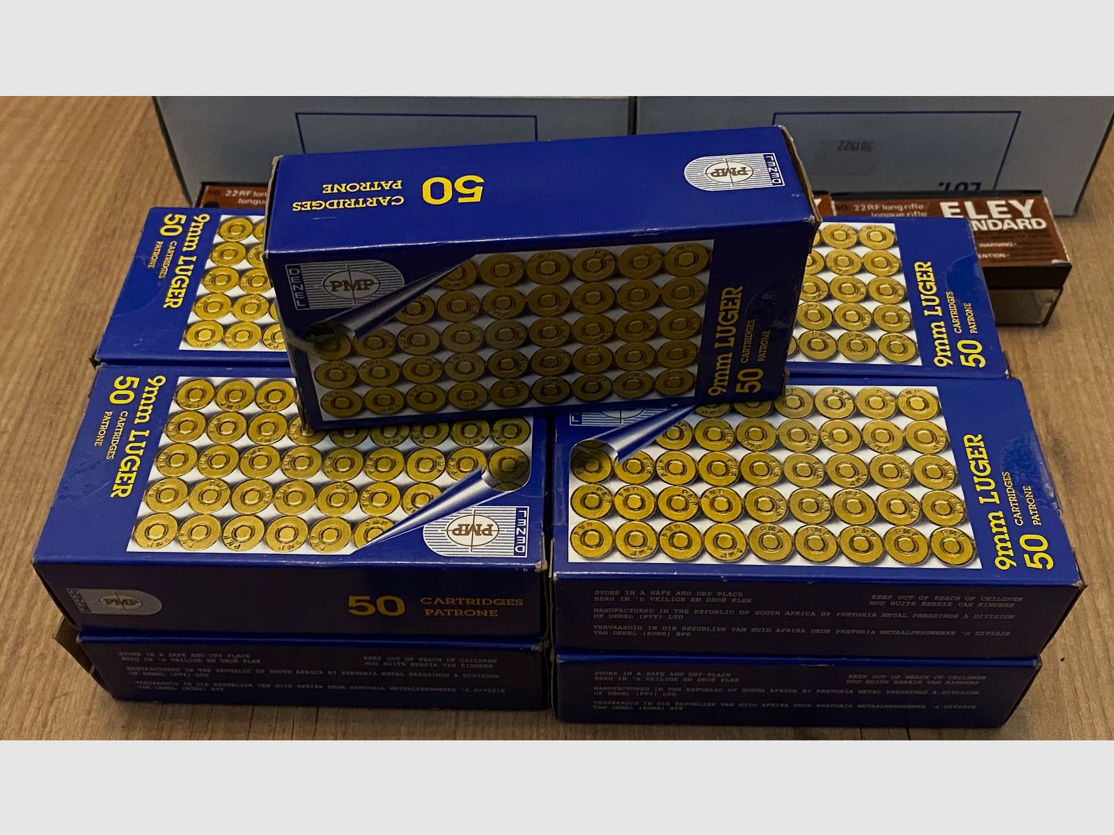 Selling 450 rounds of 9 mm Luger caliber from the manufacturer Denel PMP