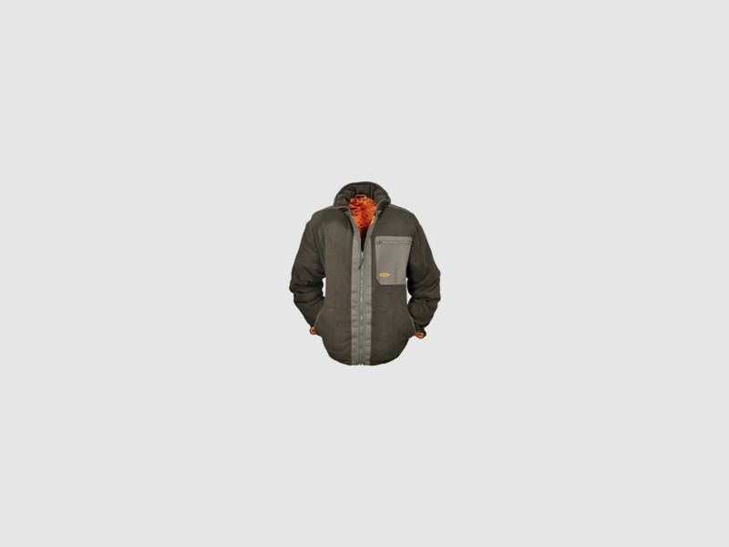 Warn-Wende-Fleecejacke DRÜCK - JAGD oliv/orange tarn