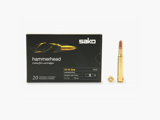 BOX OF 20 CARTRIDGES SAKO CAL.30-06 SPRG HAMMERHEAD 180 GRS