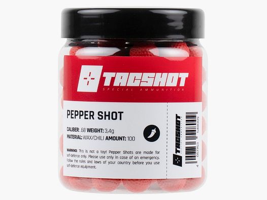 TacShot Ammunition PEPPER SHOT Cal. 68 Peffergeschosse (100er Glas)