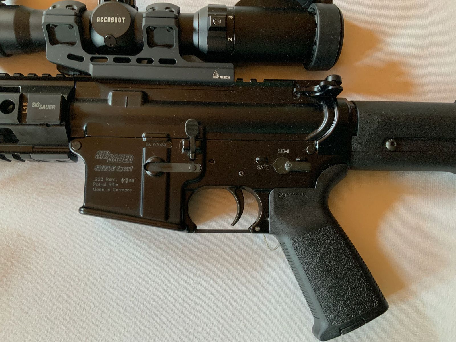 AR 15 Sig Sauer 516 Sport Patrol .223 Rem – Top état (seulement 600 coups) – Système à piston recherché – Pack complet (Original Eckernförde - Made in Germany)
