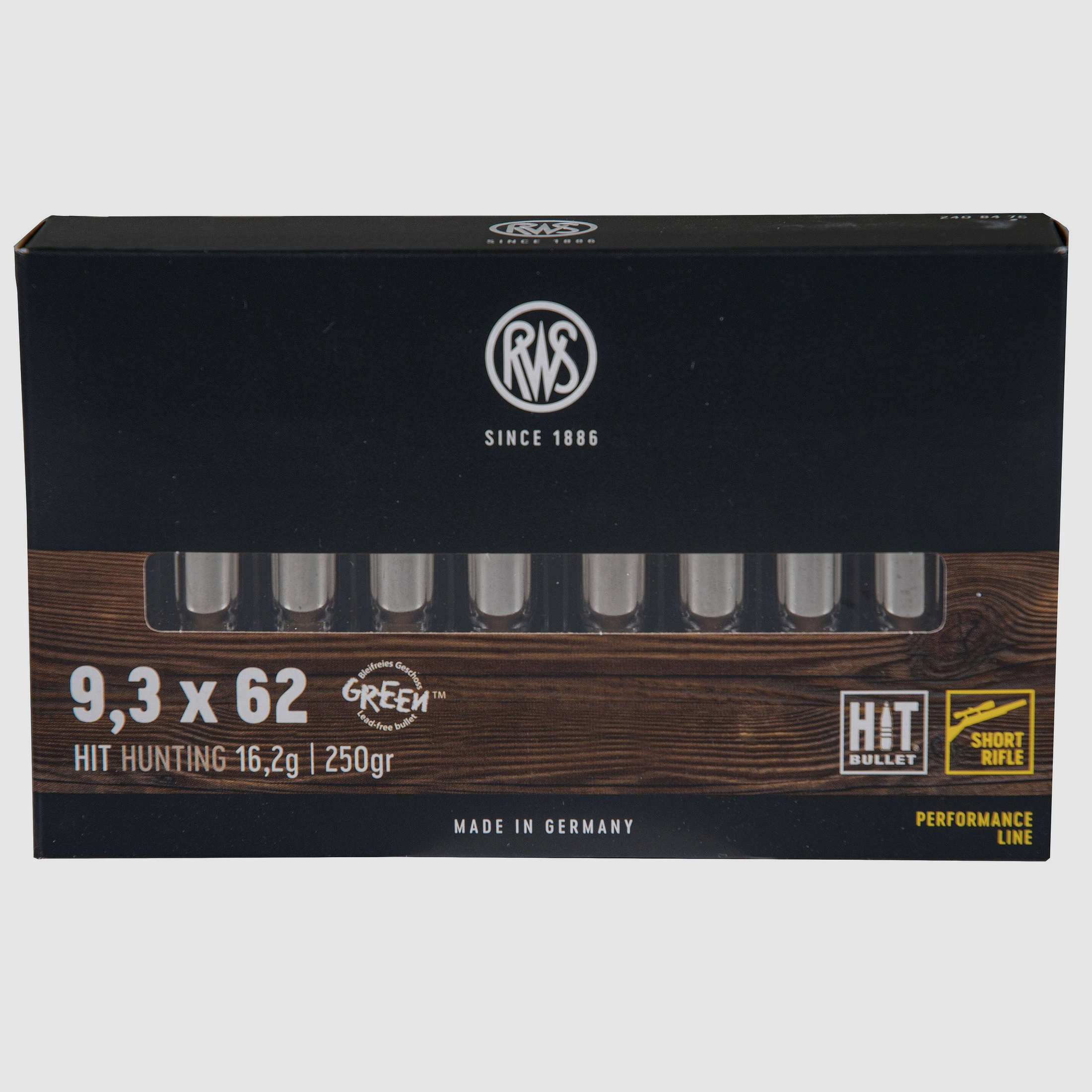 RWS Rifle Cartridges Hit Short Rifle 9.3x62. 250 grains