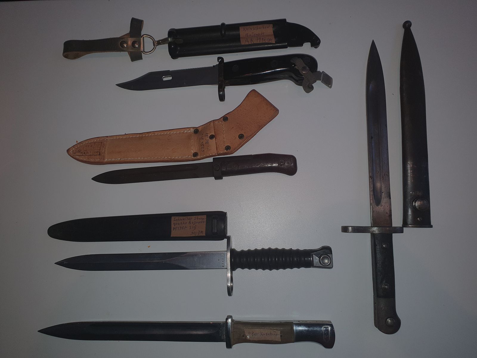 Selling old bayonets from the First and Second World War