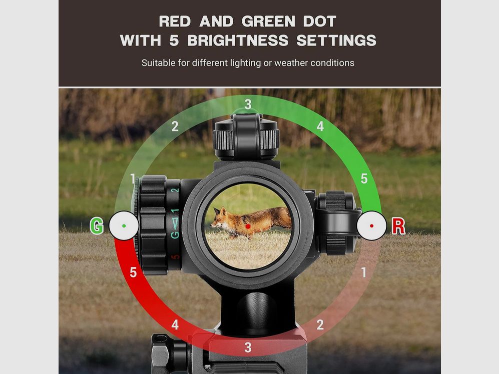 ESSLNB 30mm Red Dot - Red dot sight for Picatinny - Dot reticle - red/green