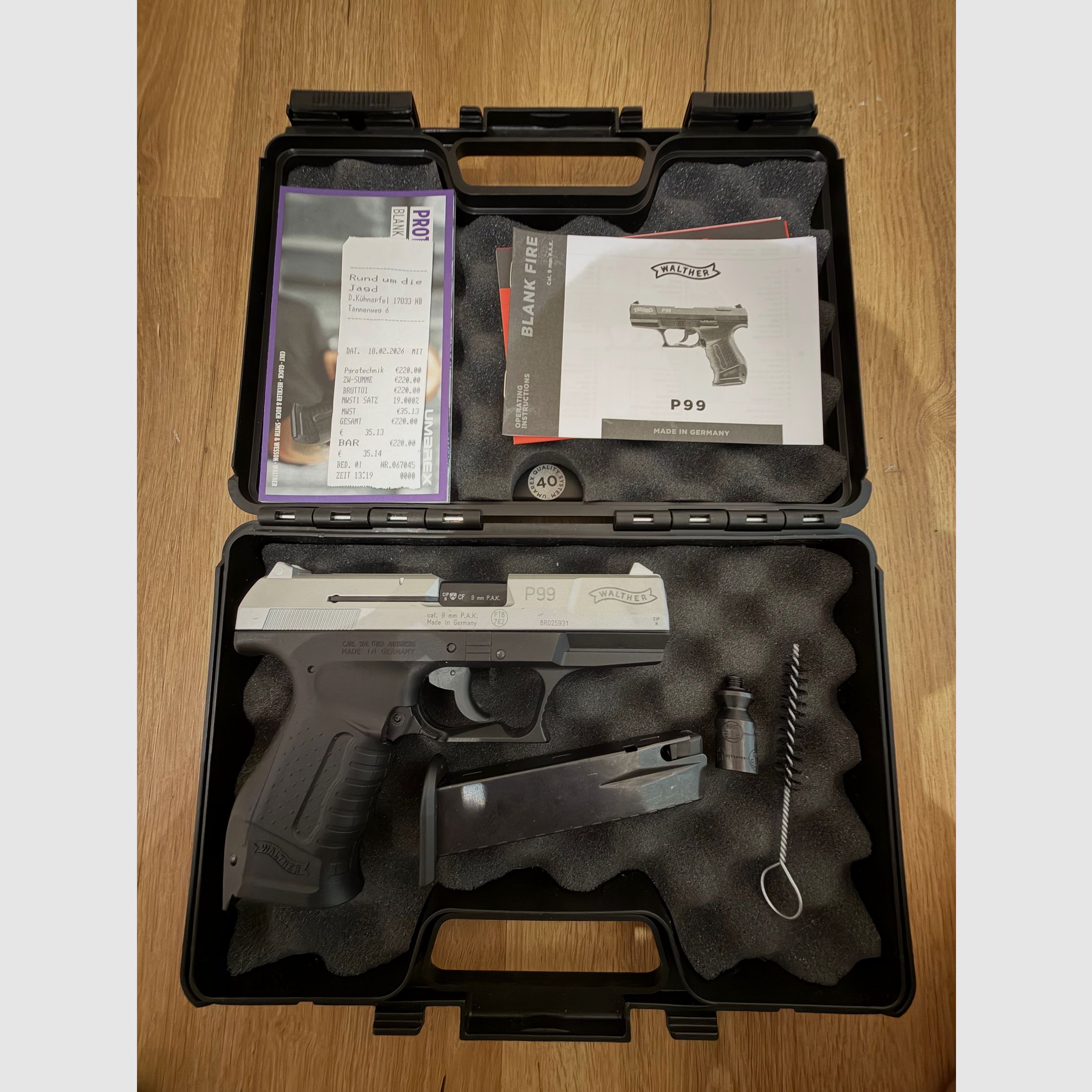 Top-Zustand! Walther P99 9mm P.A.K. (Umarex) – Ungeschossen & OVP mit Beleg