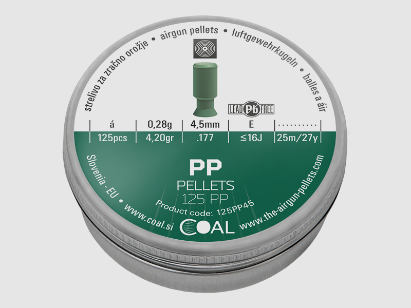 Coal PP-Pellets 125 Diabolos (Balles Plastique-Métal) Sans Plomb Cal. 4,5mm/.177 125 pcs.