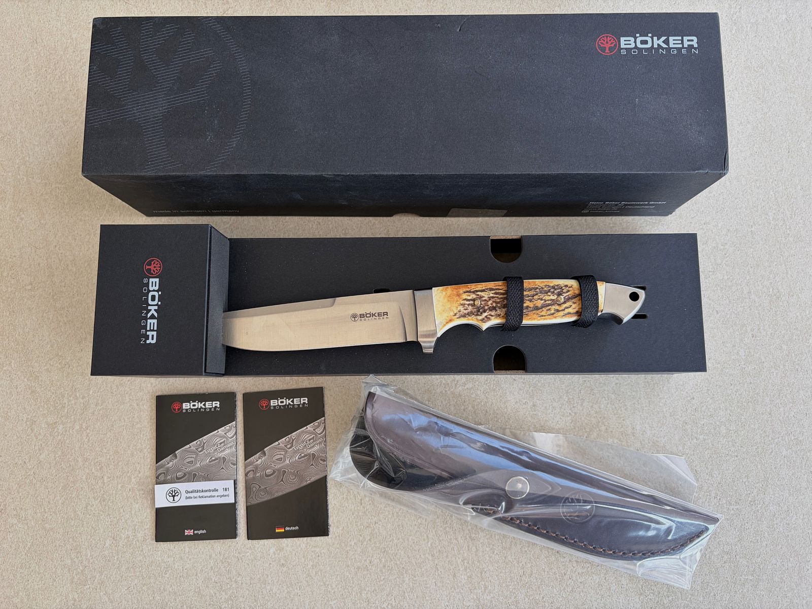 Böker Vollintegral 2.0 Stag Horn | New | OVP | Leather Sheath | Made in Germany