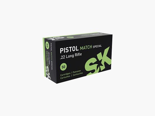 Cartucce SK Pistol Match Special cal. 22 LR 40 grs 50 pz (Verde Chiaro)
