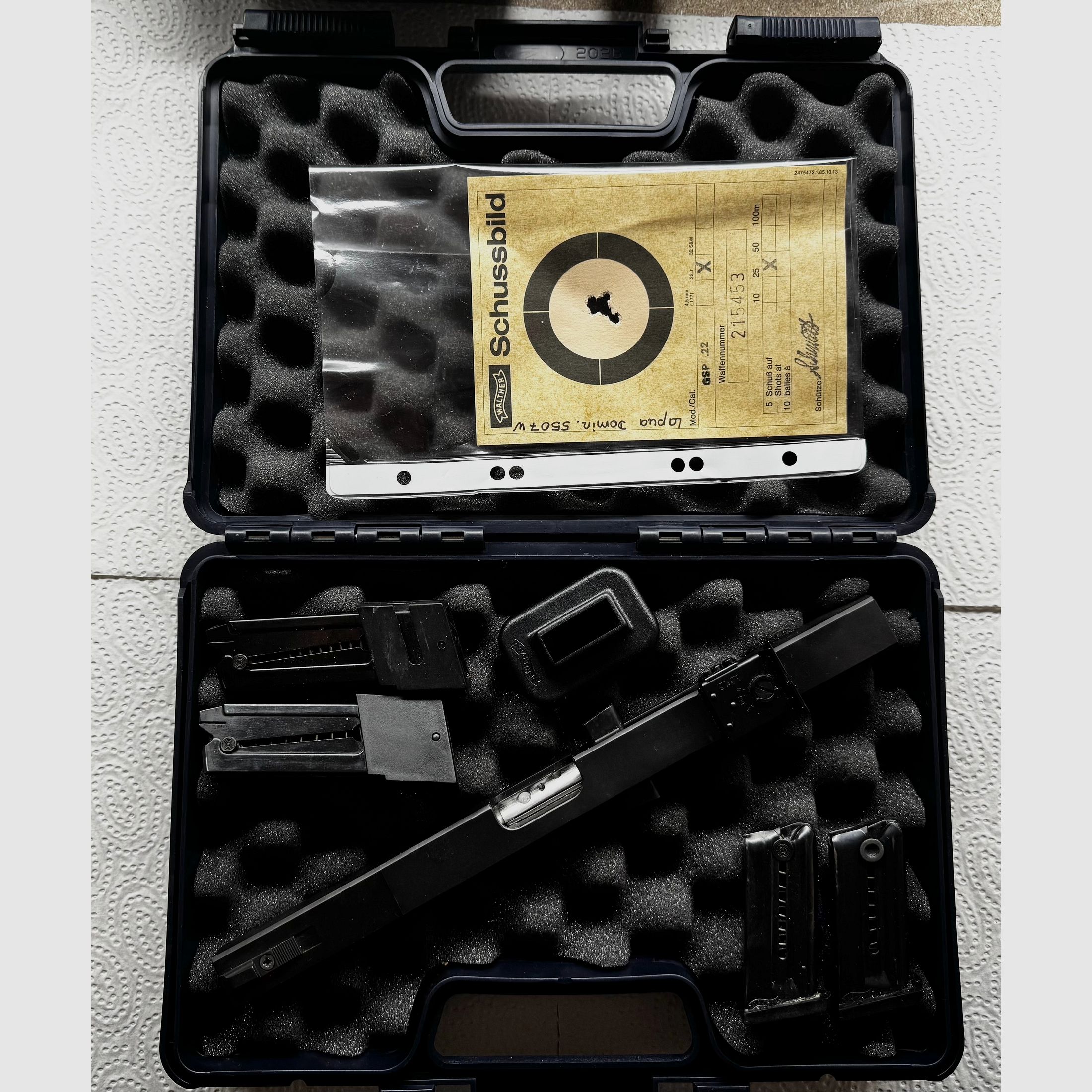 Walther GSP sportpistool, .22 LR + .32 S&W Long WC wisselsysteem