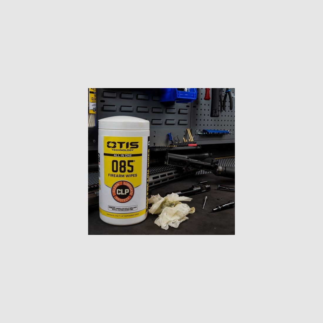 Otis 085 CLP cleaning wipes in practical dispenser, 75 wipes