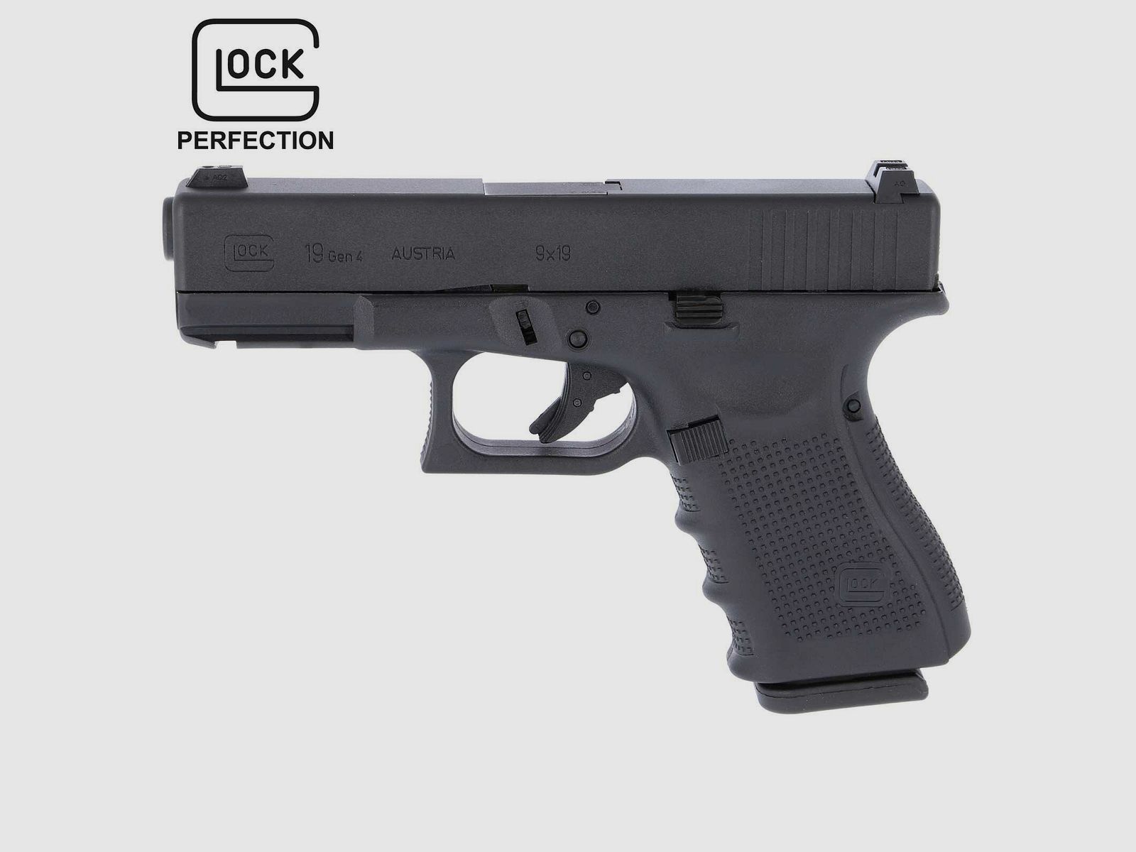 Glock 19 Gen4 Softair-Pistole Schwarz Kaliber 6 mm BB 19 Schuss Gas Blowback (P18)