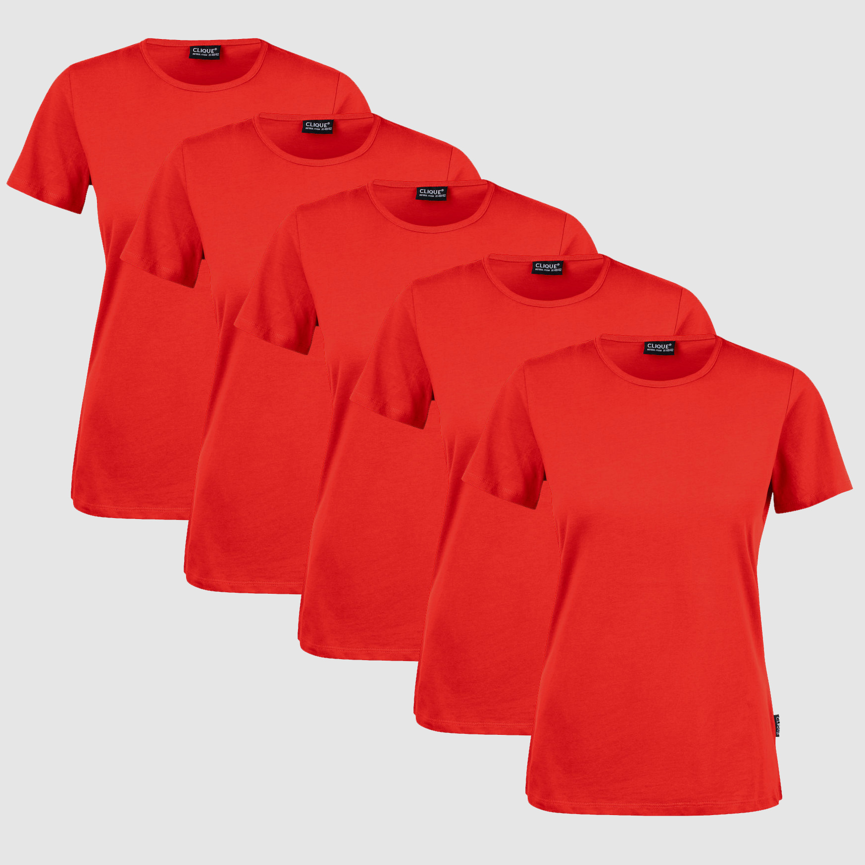 Clique T-Shirt Damski 5-Pack Czerwony