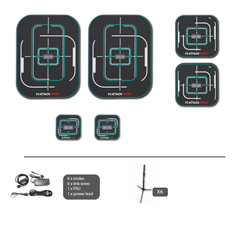 Pack 6 Dianas Electrónicas Attack Sense Versión Fuente de Alimentación y Stands
