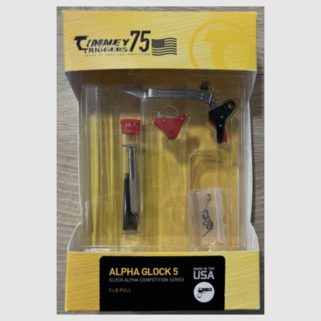 Timney Matchabzug - Timney Alpha Competition Series für Glock Gen 5 in Rot Reduziert Abzugsgewicht auf 3LBS,  Ca.1,5KG.