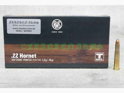 RWS partial jacket SP .22 Hornet. 46gr. 3.0g 20 pieces bulk prices