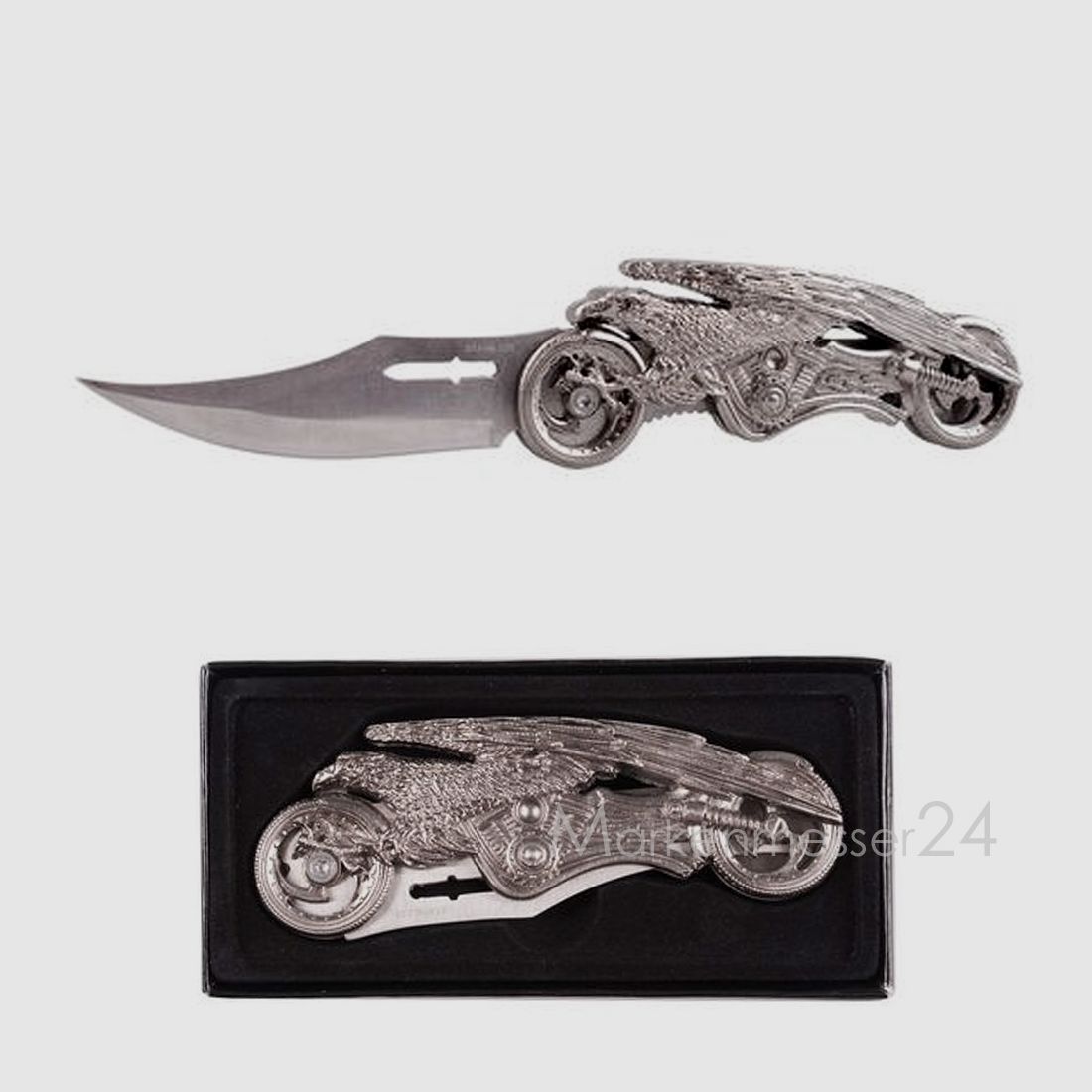 Pocket knife eagle on motorcycle, knife for biker Harley