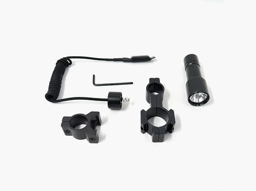 Torcia tattica + Attacco canna/slitta weaver + cavo di accensione remota