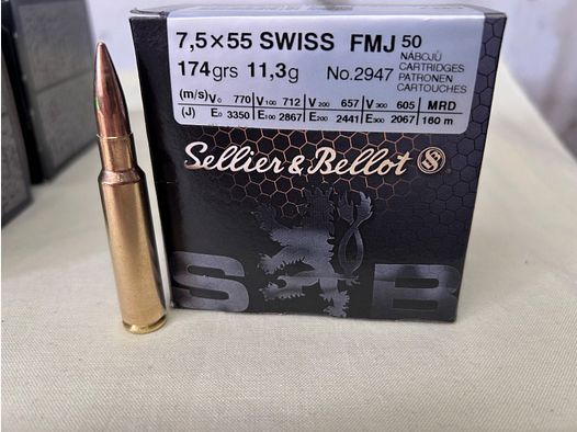 7.5x55 Swiss Sellier&Bellot 174gr FMJ