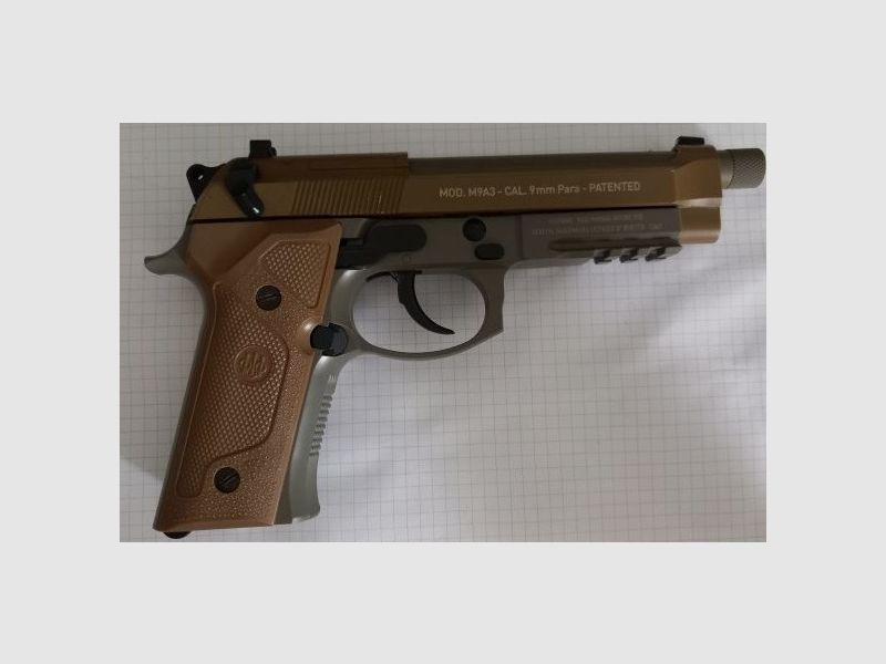 Komplettset Beretta M9 A3 FDE Softair-Co2-Pistole Kaliber 6 mm BB Blowback