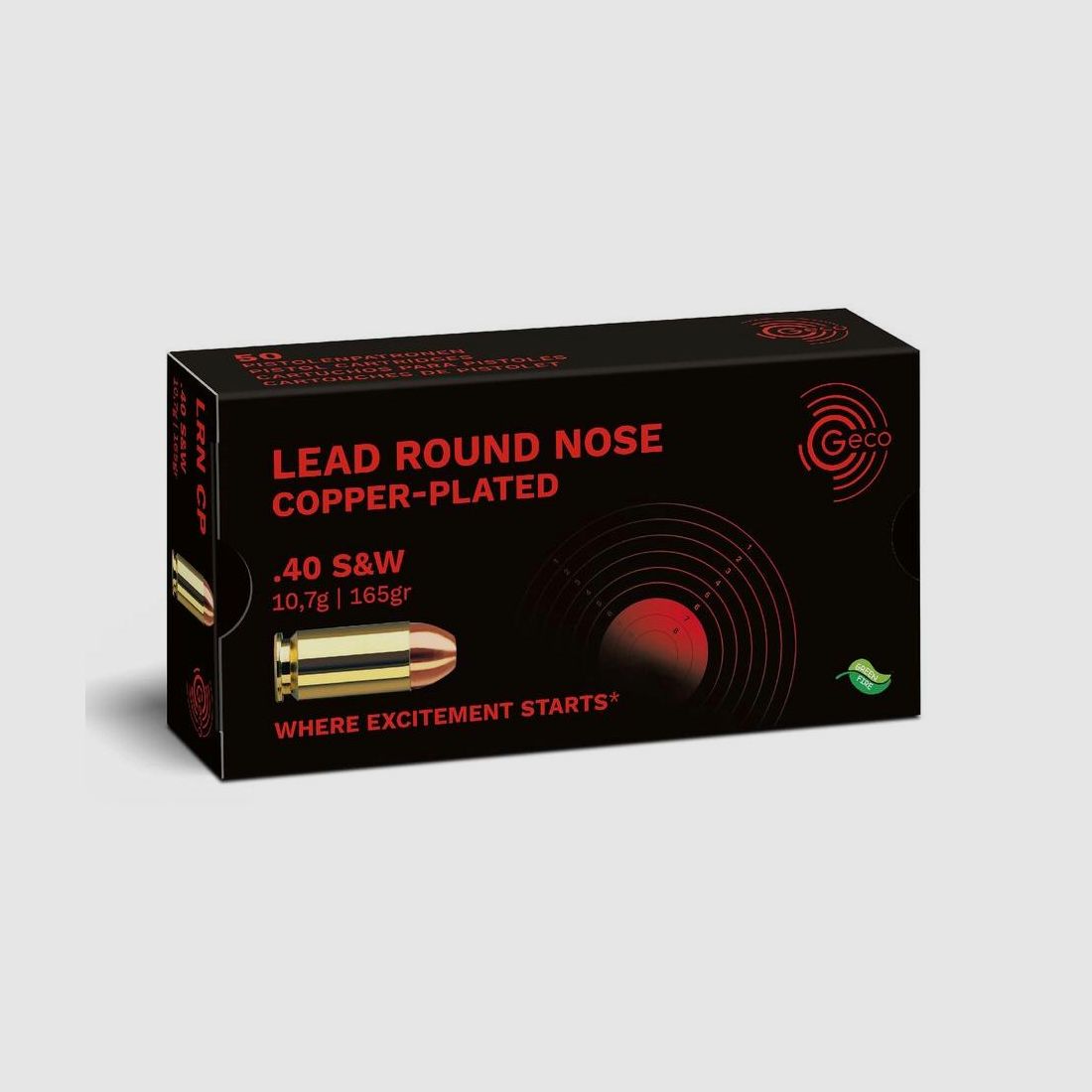 Geco .40 S&W Lead Round Nose, copper-plated 10.7g/165gr 50 pcs.