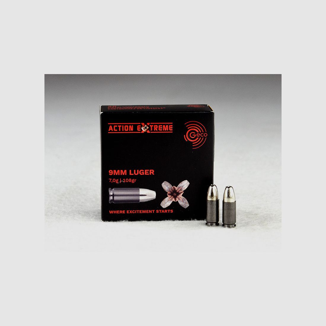 GECO 9 mm Luger, Action EXTREME 108 grs 1 opakowanie (20 strzałów po 1,495 €*)