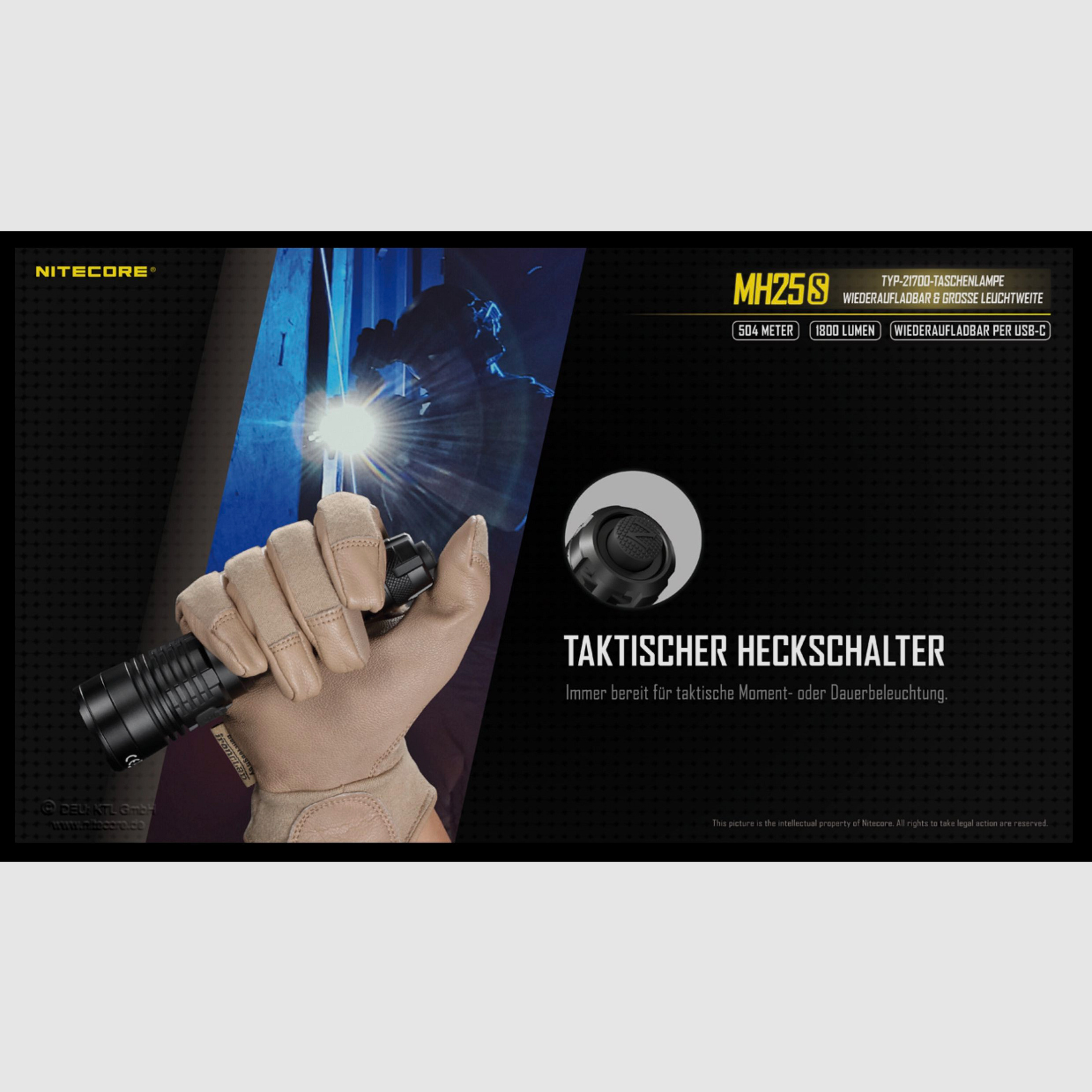 Nitecore MH25S LED Taschenlampe 1800 Lumen
