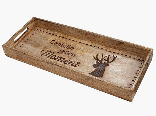 Gilde Deko Holz Tablett Hirsch