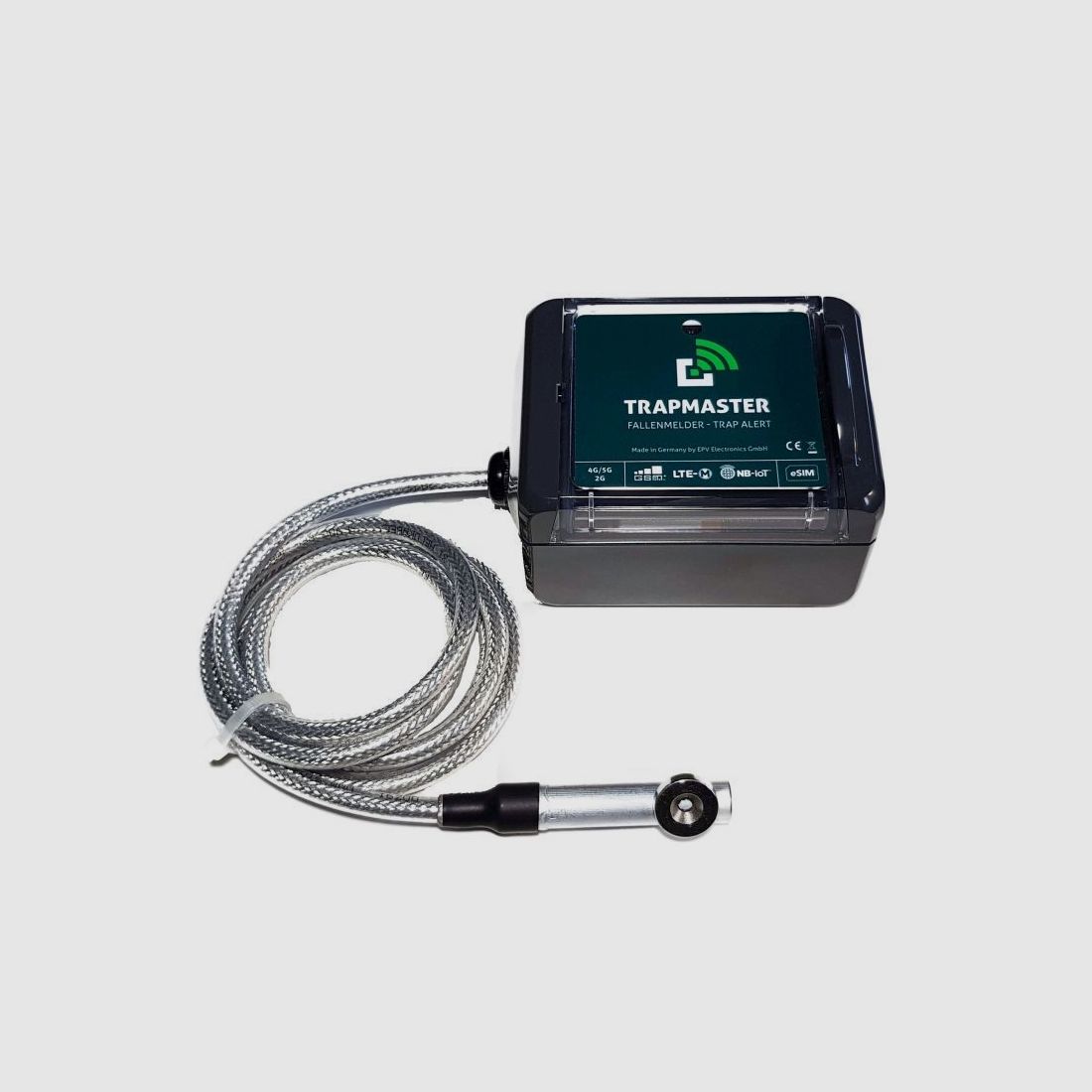 Trapmaster Fallenmelder 4G/5G Version Standard (mit Kombisensor an 1,60m Kabel. Ideal für Kastenfallen)