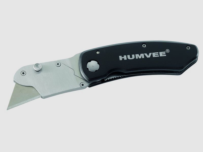 HUMVEE, cuchillo plegable con hoja trapezoidal clip de cinturón funda de nylon