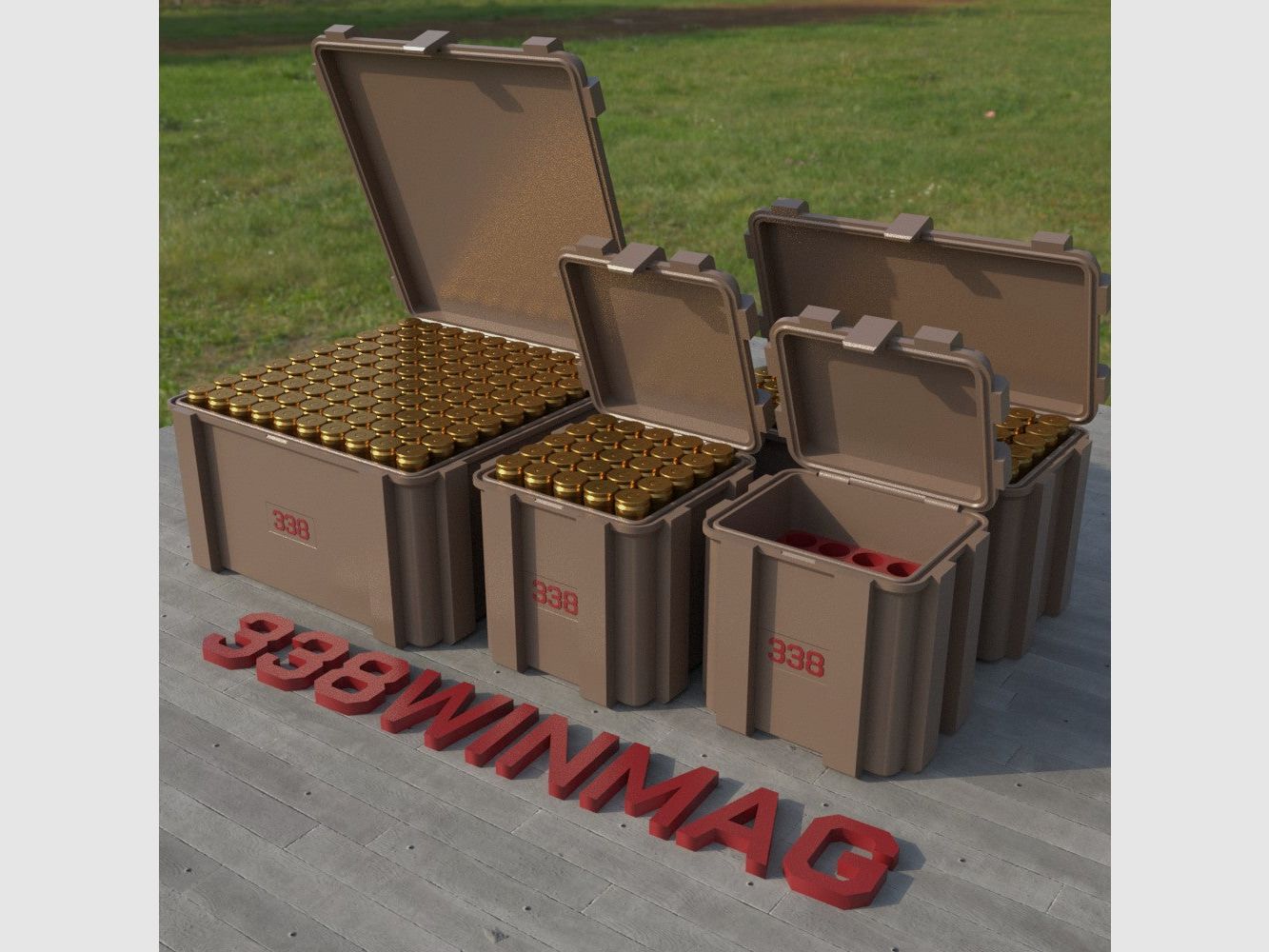 Filamelt ammunition box / .338 Winchester Magnum / 'flip lid' / cartridge box, ammo box, image 3 of 8