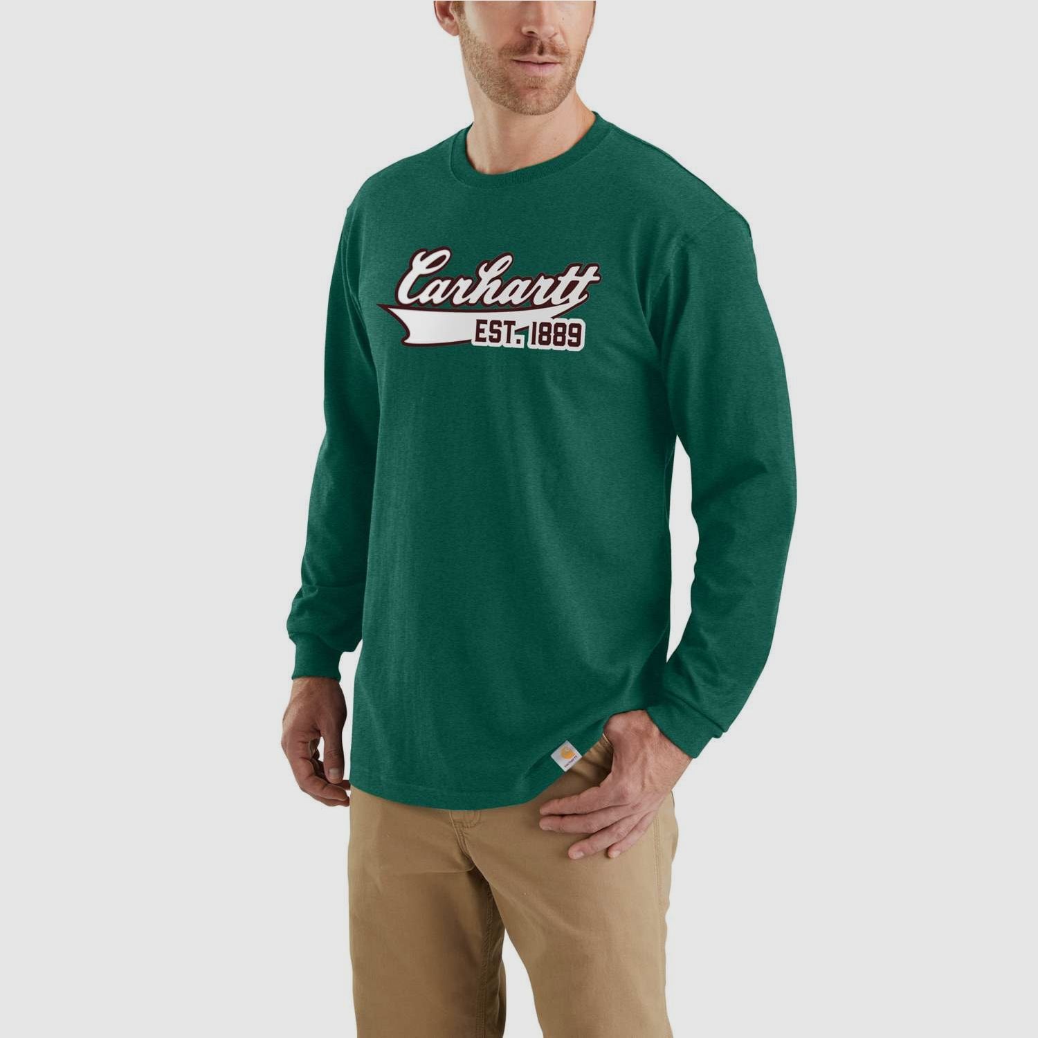 Carhartt Skript-Grafik Langarmshirt, Herren, North Woods Heather, XXL