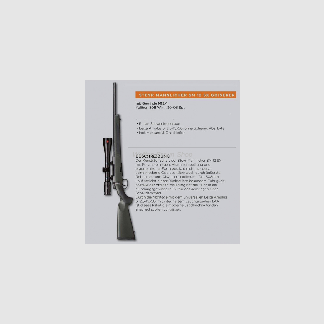 Steyr SM 12 SX .308 Win + SW Montage + Leica Amplus 6 2,5-15x50 LA 4iLeucht