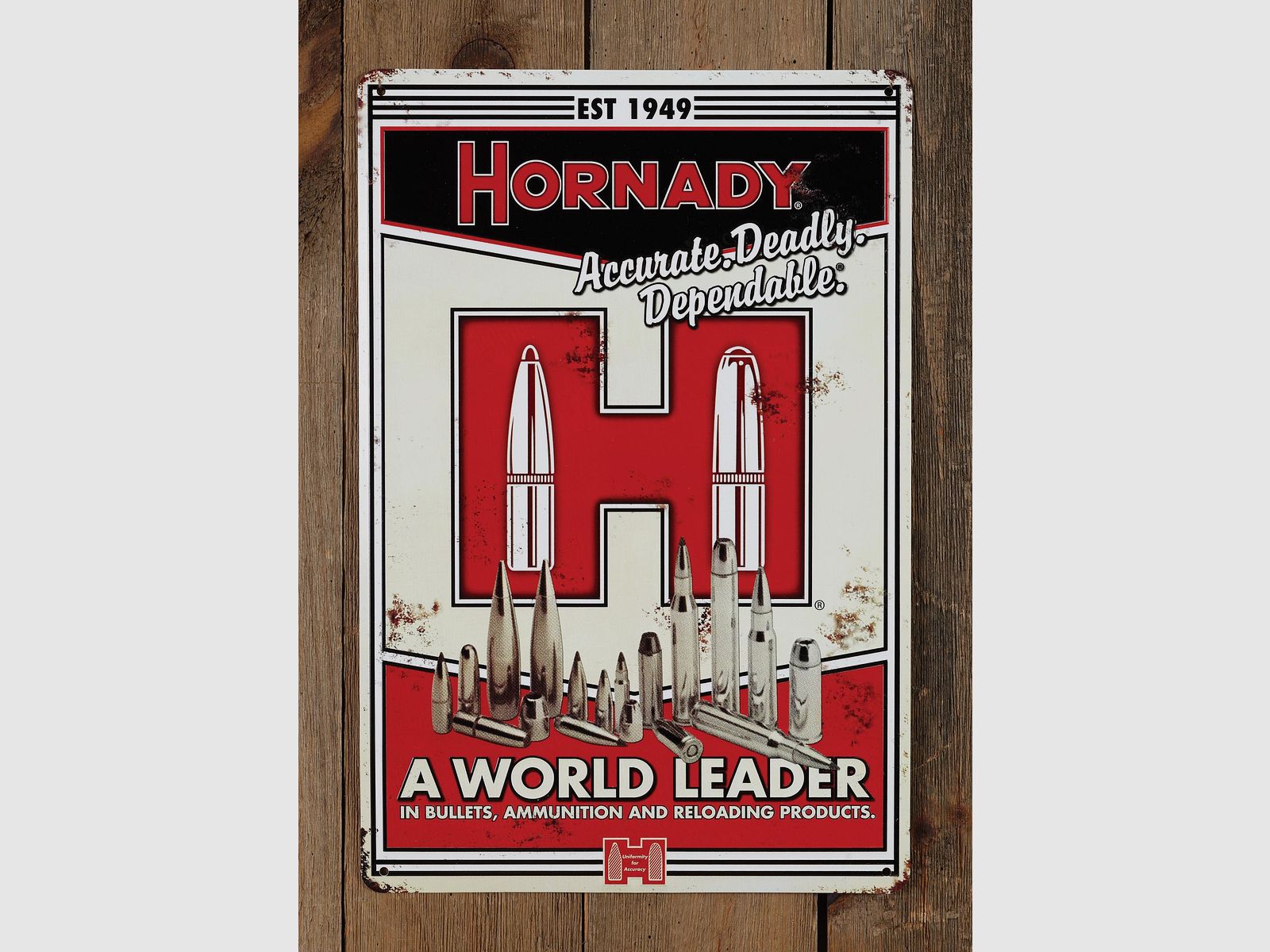 Hornady Vintage Metal Sign "Accurate. Deadly. Dependable." - 44.5×29.8 cm