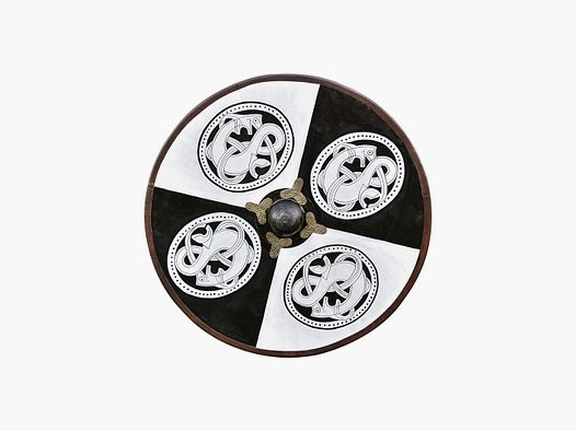 Viking round shield made of wood and painting