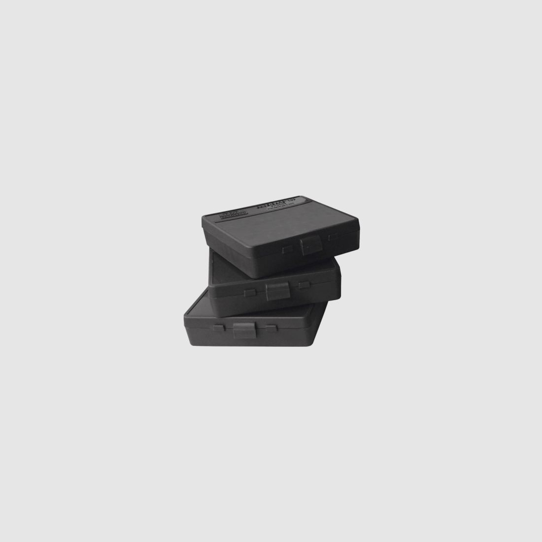MTM cartridge box P-100-45-40 black with flip lid for 100 cartridges .45 ACP and others.