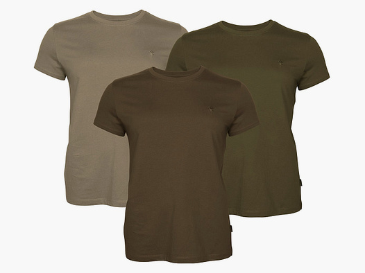 Pinewood T-Shirt 3er Pack Green/ H.Brown/ Khaki