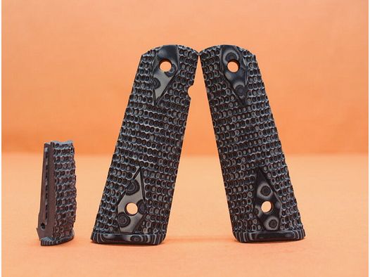 HOGUE Colt 1911: Grip panels HOGUE (01237-BLKGRY) Magrip Kit G10 (Laminate) G-Mascus Piranha gray/black