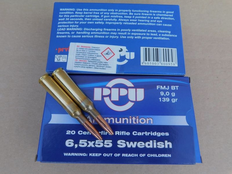 6,5x55/139grs. PPU Swedish FMJBT 100 Stk.