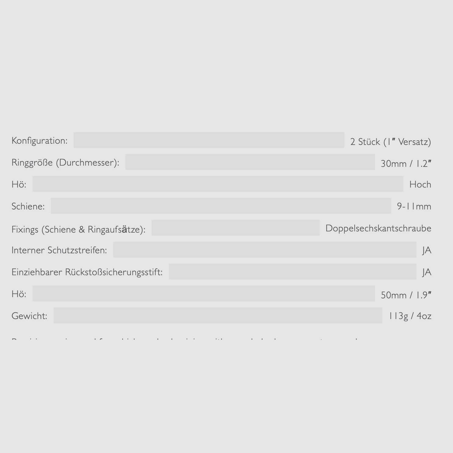 HAWKE 22122 Ringmontage 30 mm Hoch 1 Zoll Versatzgröße 9-11 mm