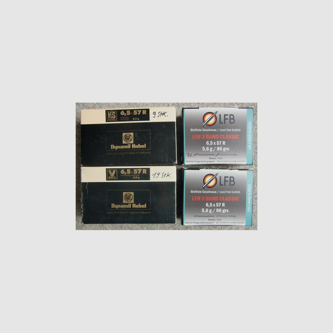 MUNITION: 45 PATRONEN KAL. 6,5x57R, AB LAGER LIEFERBAR!!!