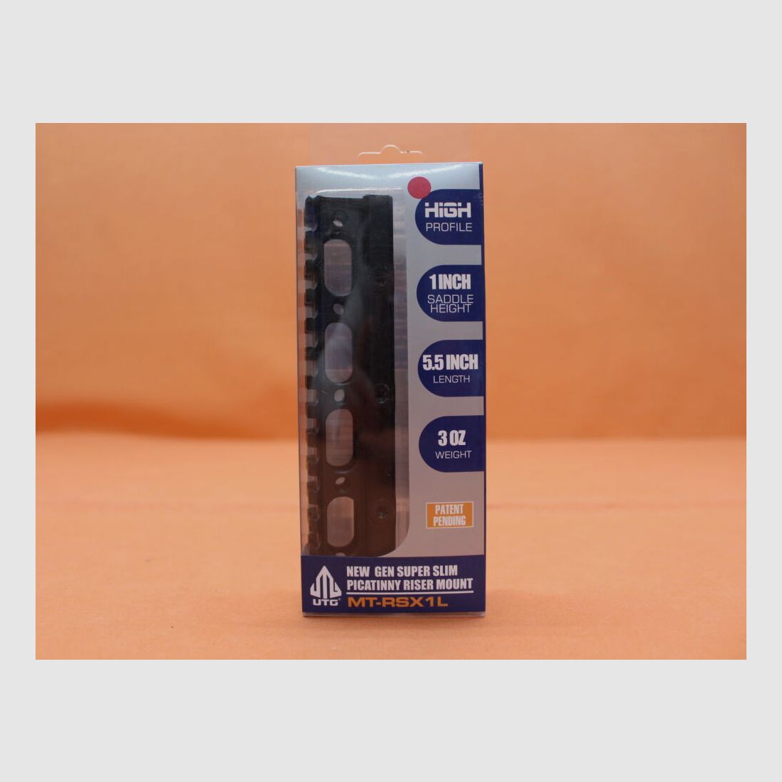 UTG - Leapers UTG Super Slim Picatinny Riser Mount (MT-RSX1L) elevation for Picatinny profile, height=25mm/ length=140mm