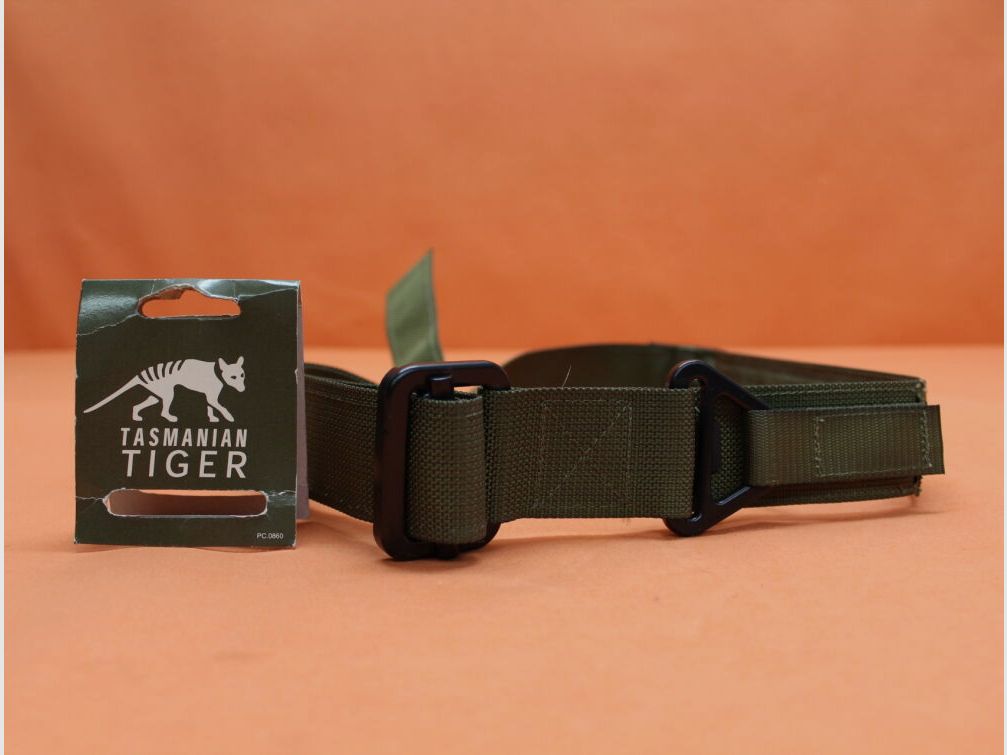 Tasmanian Tiger TT Tactical belt 036 cub: Length 105 cm, Width 4.3 cm, Size M in Olive Green