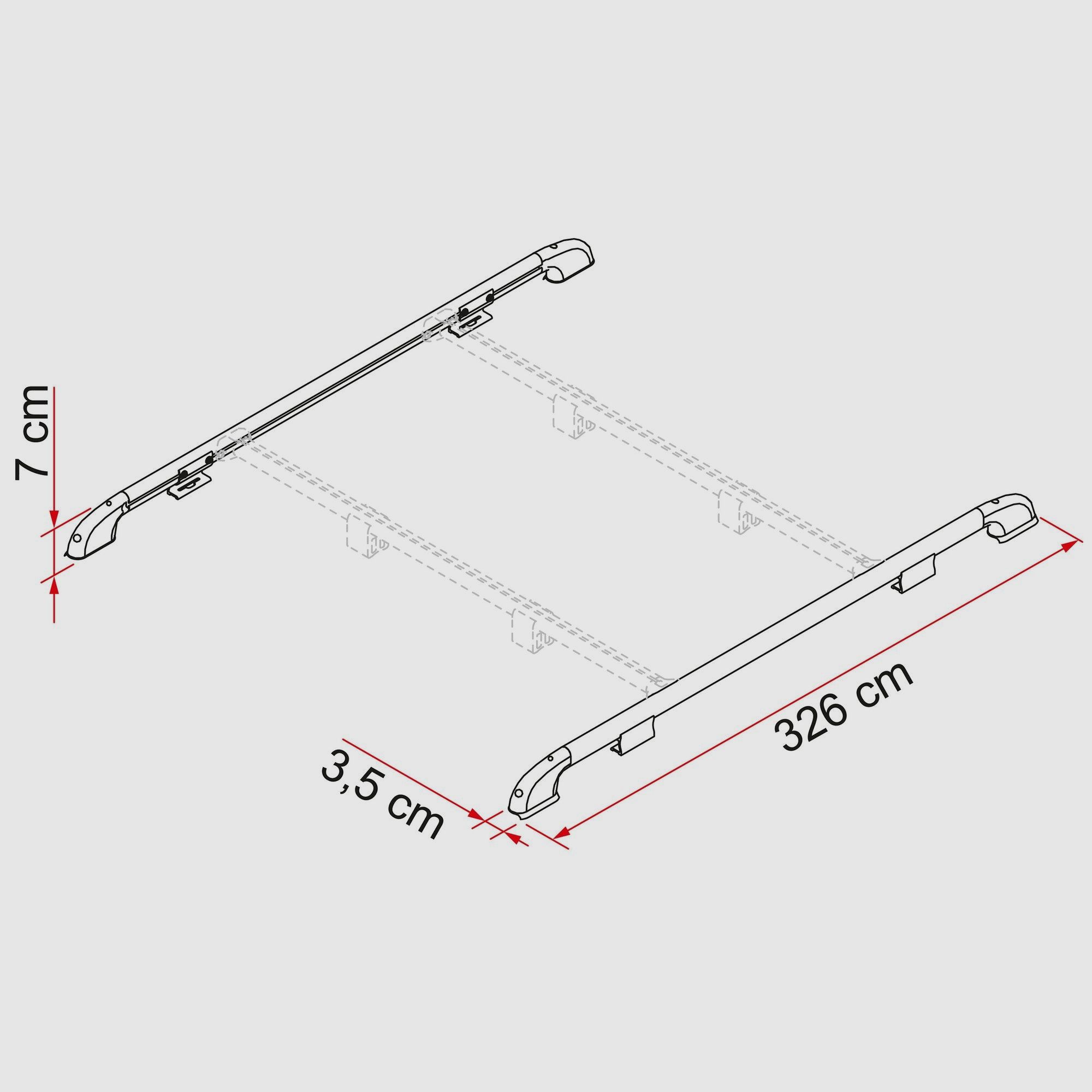 Dakkoffer Rail, Lengte 326 cm, afbeelding 1 van 3