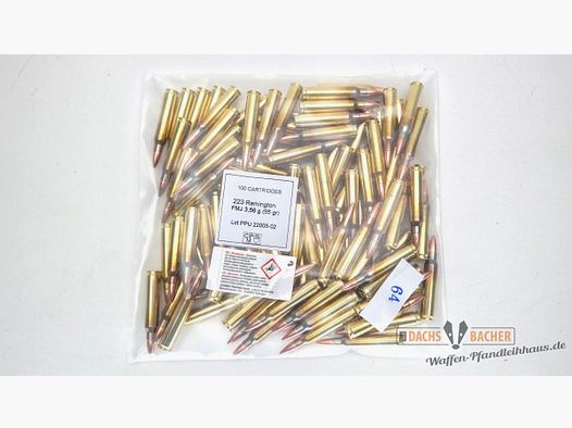PPU Privi Partizan .223 Rem 3,56g/55gr FMJ BT 100 Schuß Bulk