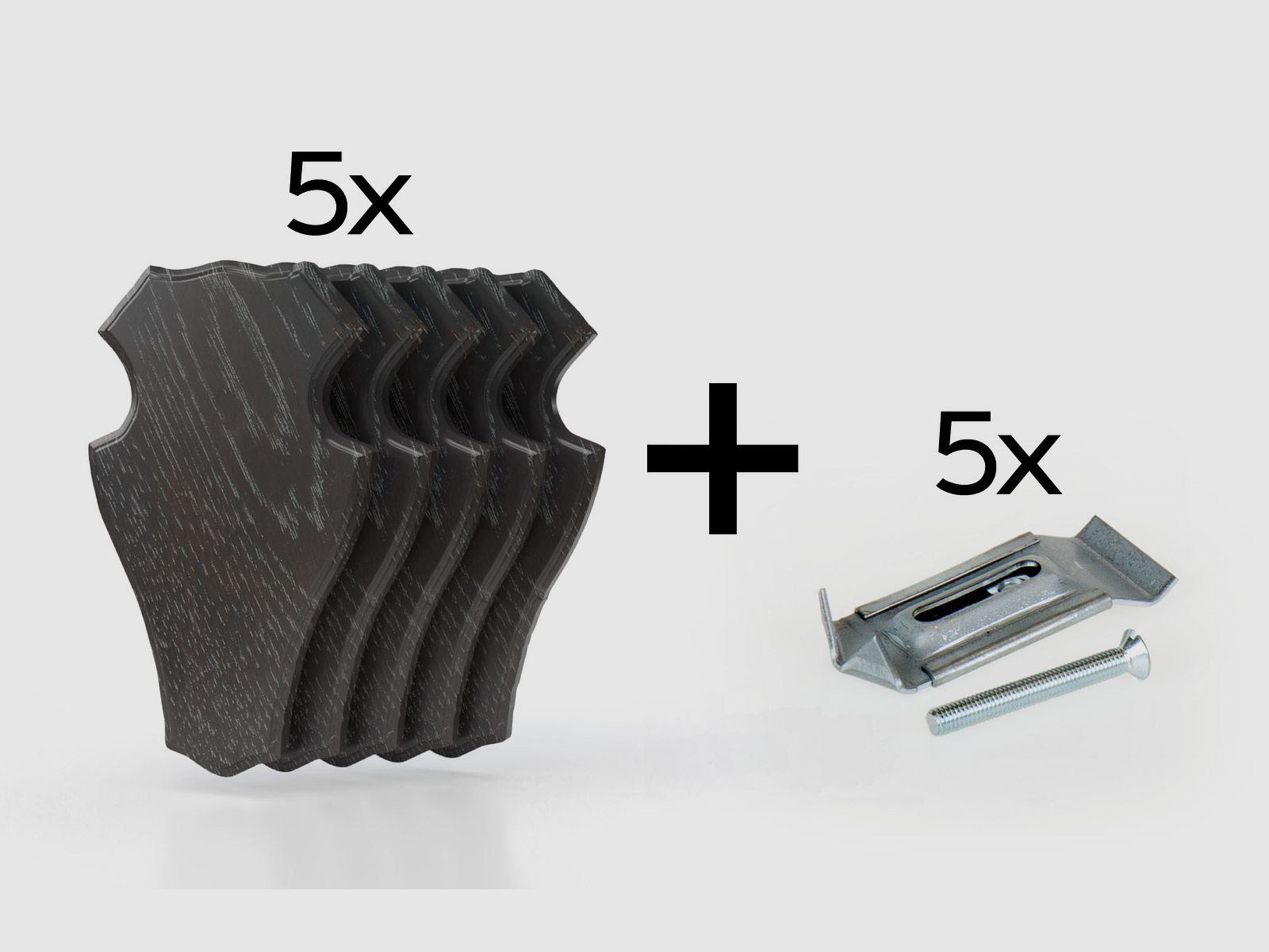 Deska do krojenia z dębu 1 19x12 ciemna - zestaw 5 sztuk z metalowymi klamrami