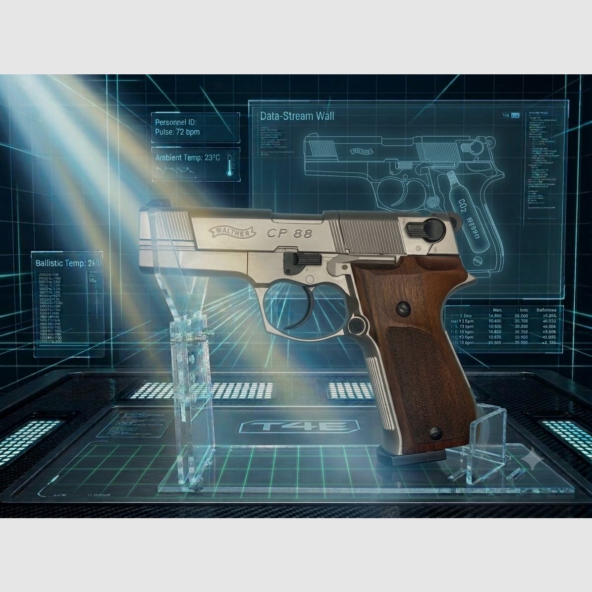 Walther CP88 4 inch 4.5 mm Diabolo Nickel (P18) Co2 pistol with wooden stock
