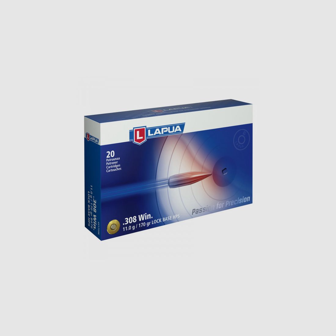 LAPUA LOCK BASE - PATRONEN - .308WIN - 170 GRS. - 20 SCHUSS